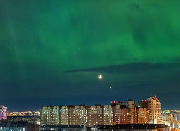 В ночь на 24 апреля в Пермском крае жители наблюдали северное сияние