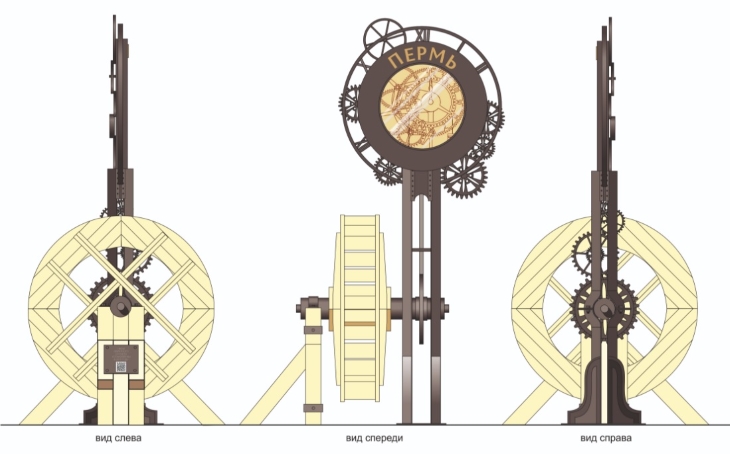 Часы обратного отсчета времени до юбилея Перми будут с деревянным колесом
