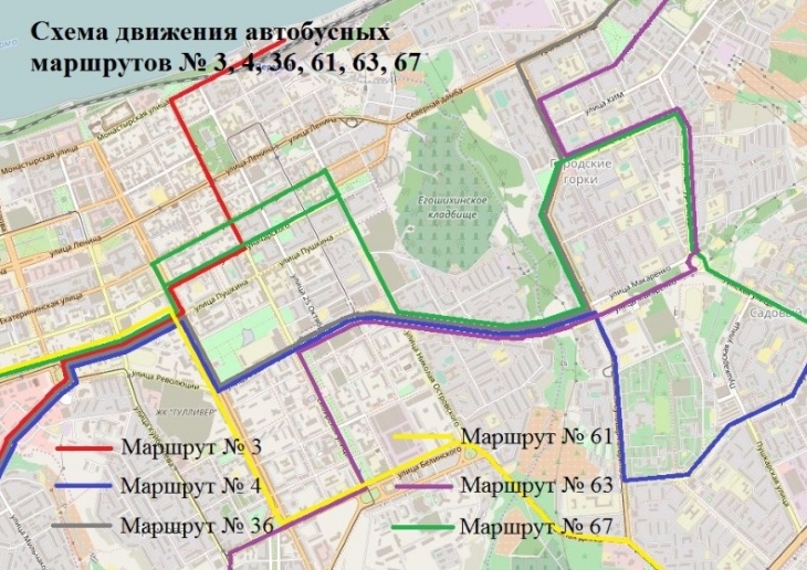 Изменение движения общественного транспорта из-за работ на ул. Пушкина: